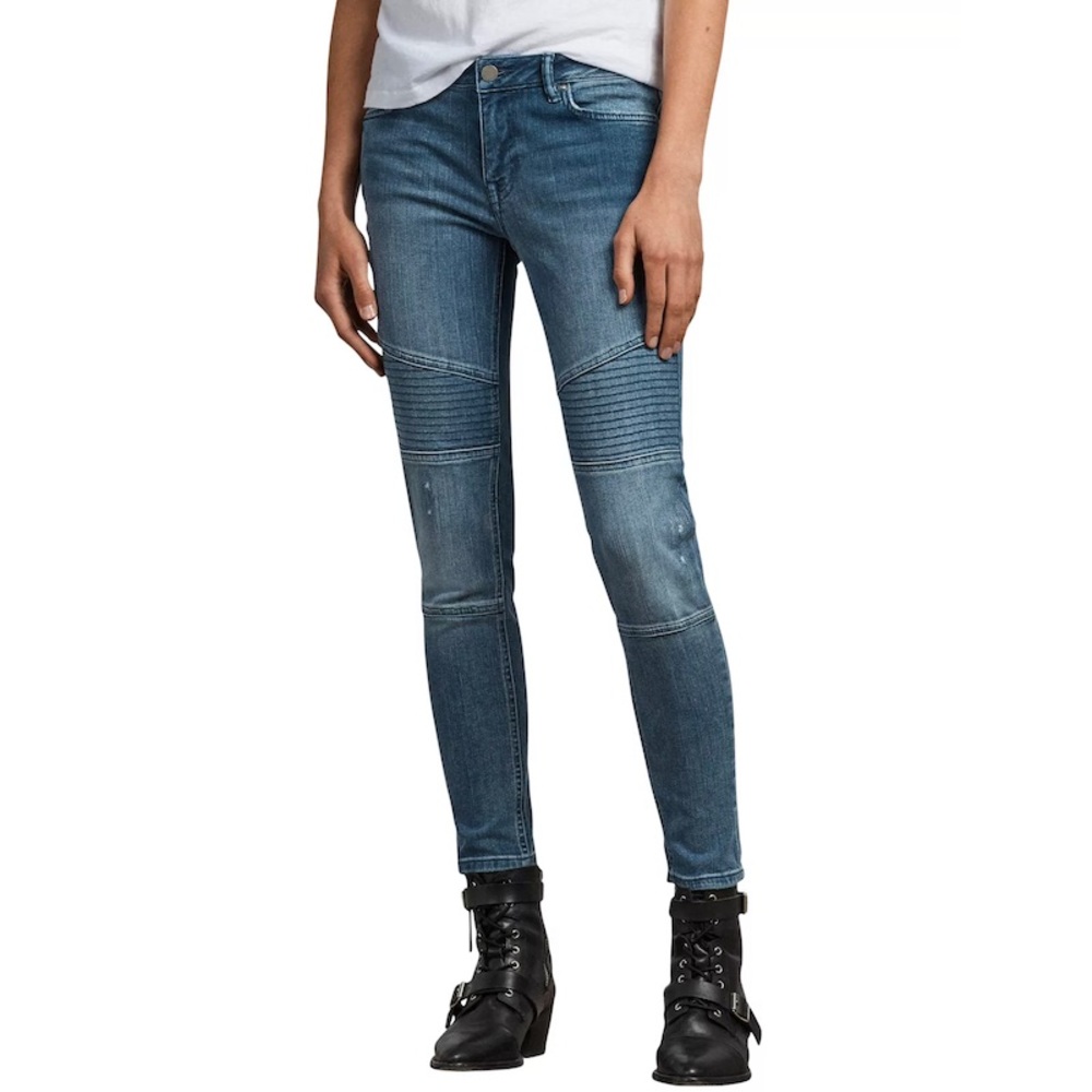 All Saints Biker Cropped Mid-Rise Skinny Jeans
